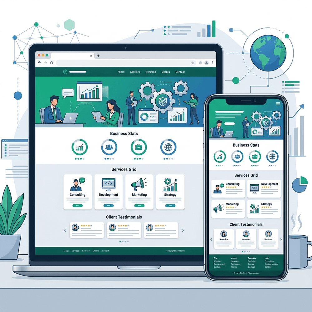 Giao diện website doanh nghiệp chuyên nghiệp trên nhiều thiết bị
