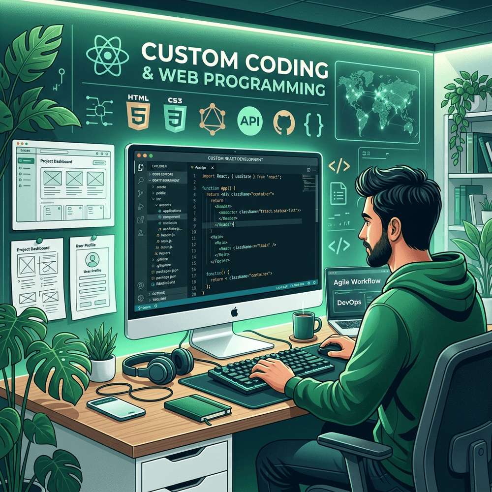 Minh họa dịch vụ thiết kế và lập trình website theo yêu cầu