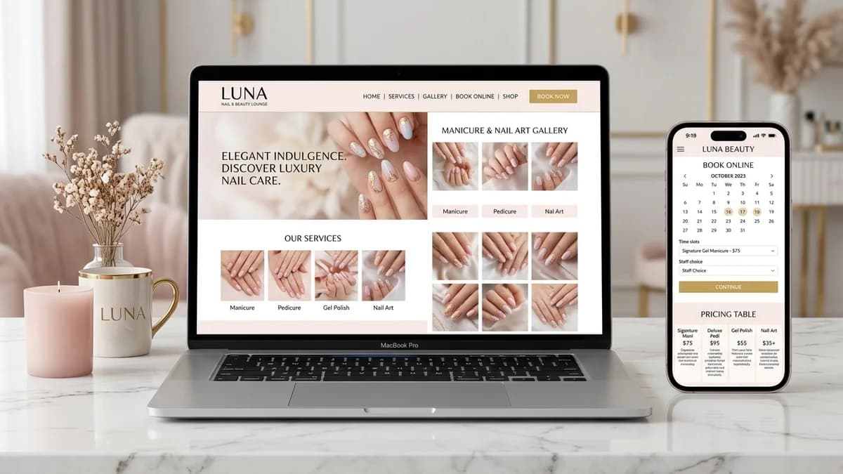 Thiết Kế Website Tiệm Nail & Salon Chuẩn SEO: Tích Hợp Đặt Lịch Tự Động, Kéo Khách Bản Địa 2026