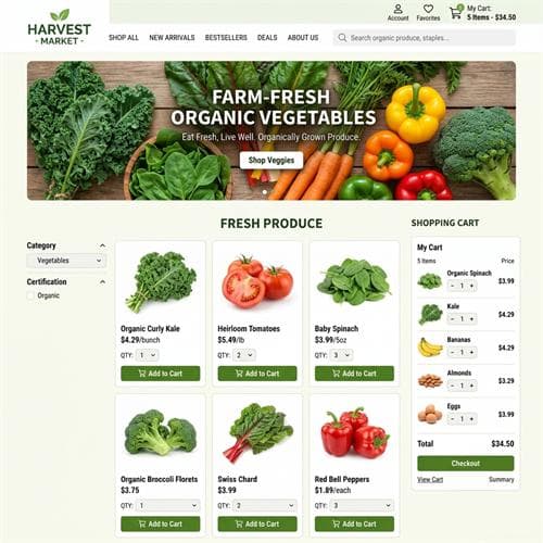 Mẫu Web Cửa Hàng Thực Phẩm Sạch Organic
