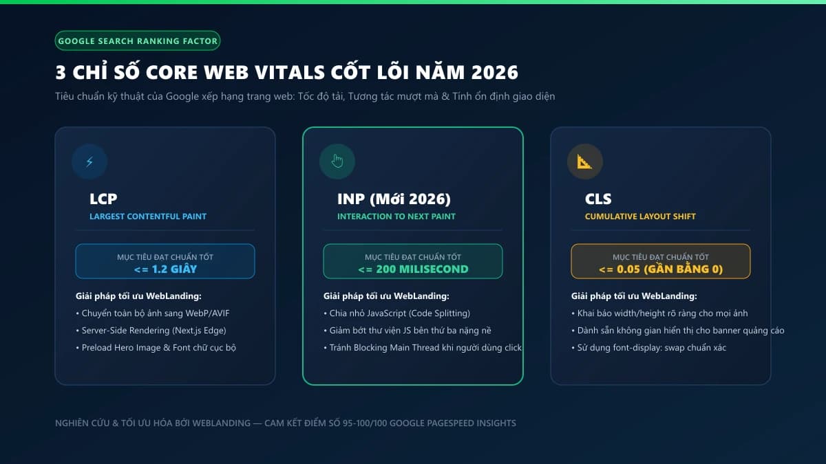 Tối Ưu Core Web Vitals 2026: Bí Quyết Đạt Điểm 100 PageSpeed & Thống Trị Thứ Hạng Google