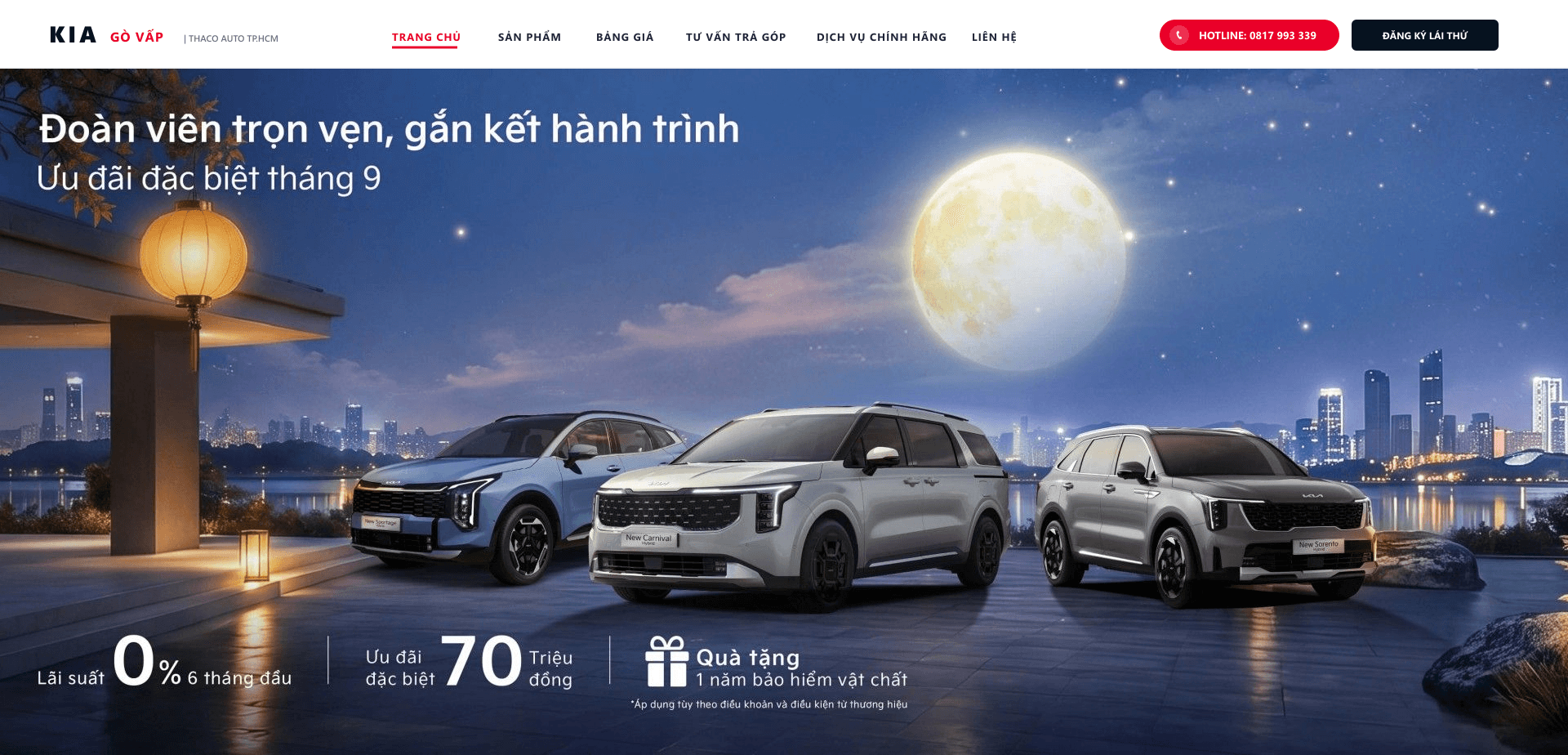 Giao diện thiết kế website showroom ô tô đại lý xe hơi Kia Gò Vấp chuẩn SEO và nhận diện thương hiệu toàn cầu