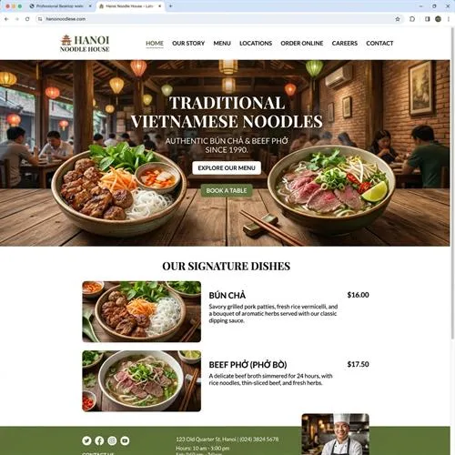 Mẫu Web Bán Bún Phở Ẩm Thực Việt