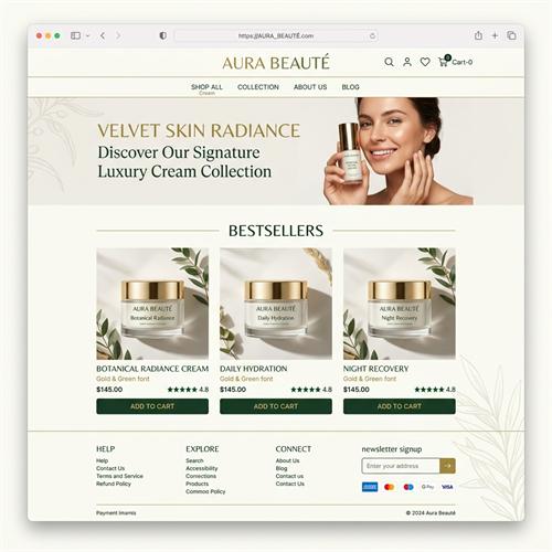 Mẫu Web Bán Hàng Mỹ Phẩm Aura Cosmetics